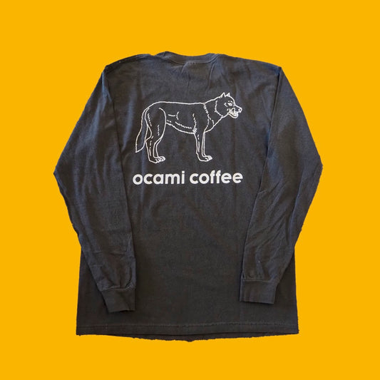 ocami coffee logo *Garment Dyed Long Tee (artwork by Masatoo Hirano)